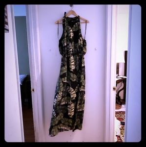 Banana Republic palm leaf print maxi dress.